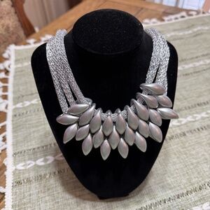 TWO necklaces , Silver and black with mesh beaded necklaces